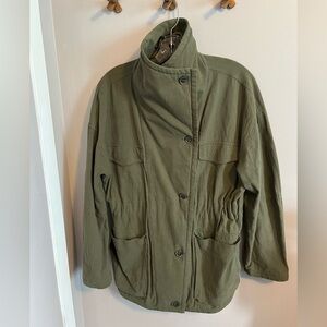 Army coat adjustable waist size medium cotton/linen blend pockets